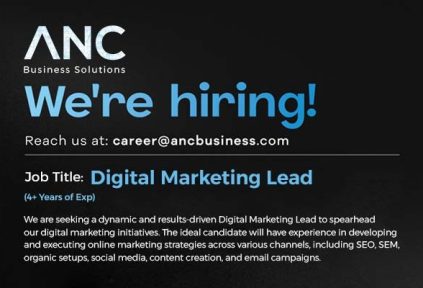 Digital Marketing Lead, who will be responsible for developing, implementing, and managing digital marketing campaigns that promote our AI services and other solutions, as well as addressing the digital marketing needs of our diverse client base.